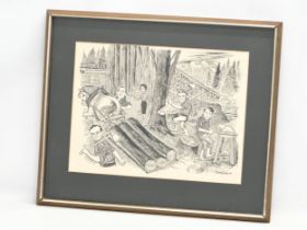 A large original Rowel Friers pencil drawing. Lytle & Pollock. 51x38cm. Frame 69x58cm