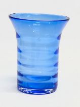 A 1930’s Art Deco blue swirl glass vase. 12x14cm