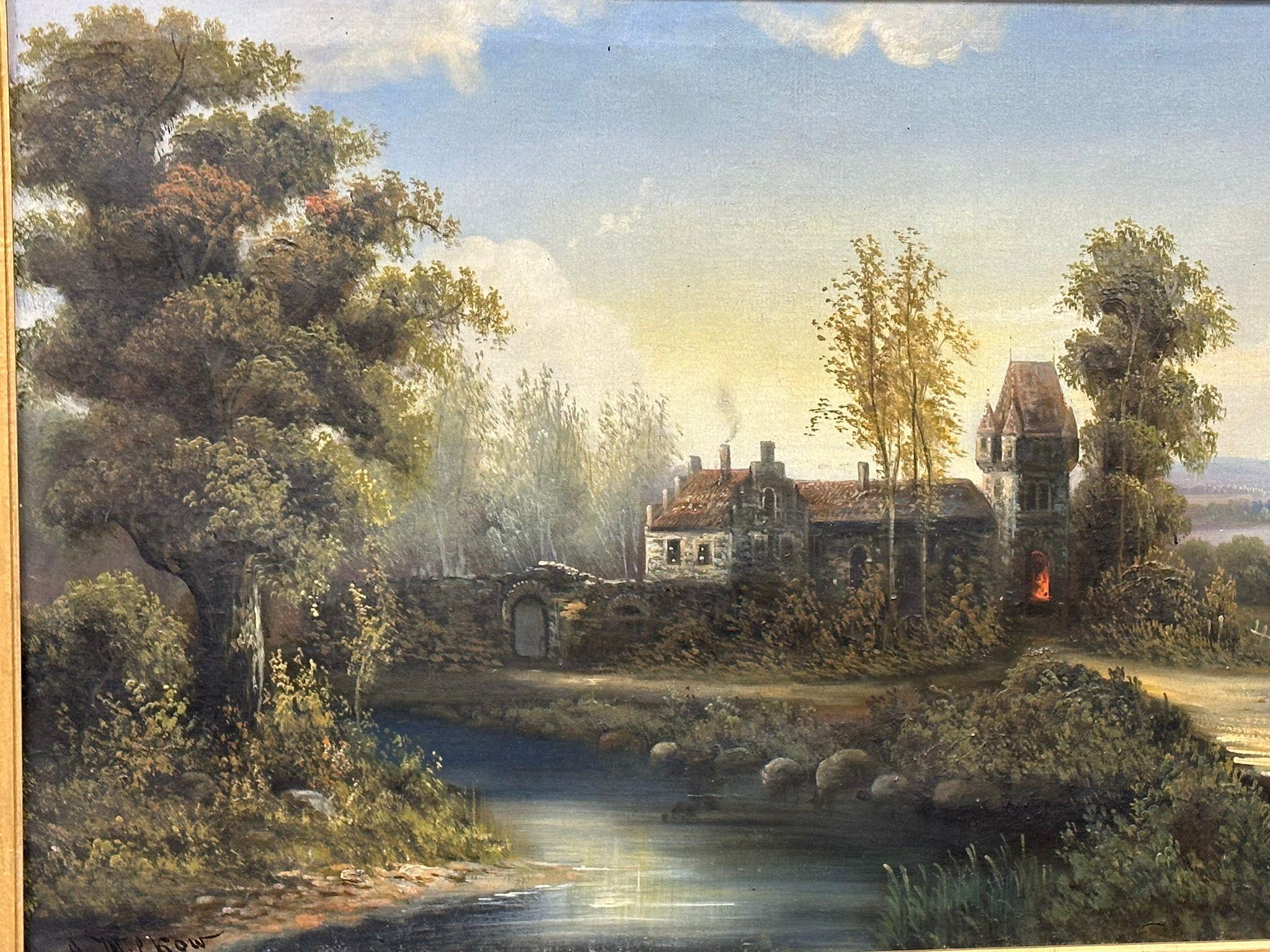 A large 19th century oil painting on canvas by A. Wilkow. Poland. 92x50cm. Frame 125x82cm - Image 3 of 12