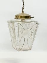 A 1950’s Bubble Glass light fitting. 19x19x51cm including chain