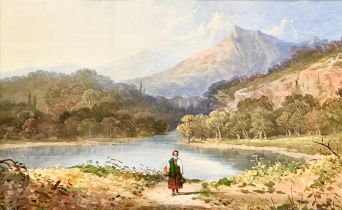 A large oil painting, possibly by Donald McIntyre. 45.5x28.5cm. Frame 72x57cm