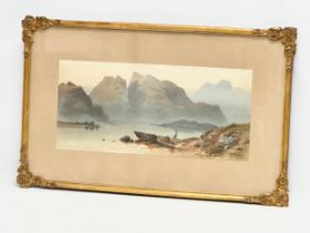 A late 19th century watercolour drawing in original gilt frame. 49.5x22.5cm. Frame 70x44cm