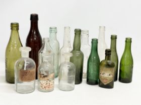 A collection of early 20th century water and chemist bottles. Mostly Irish. Belfast, Tyrone,