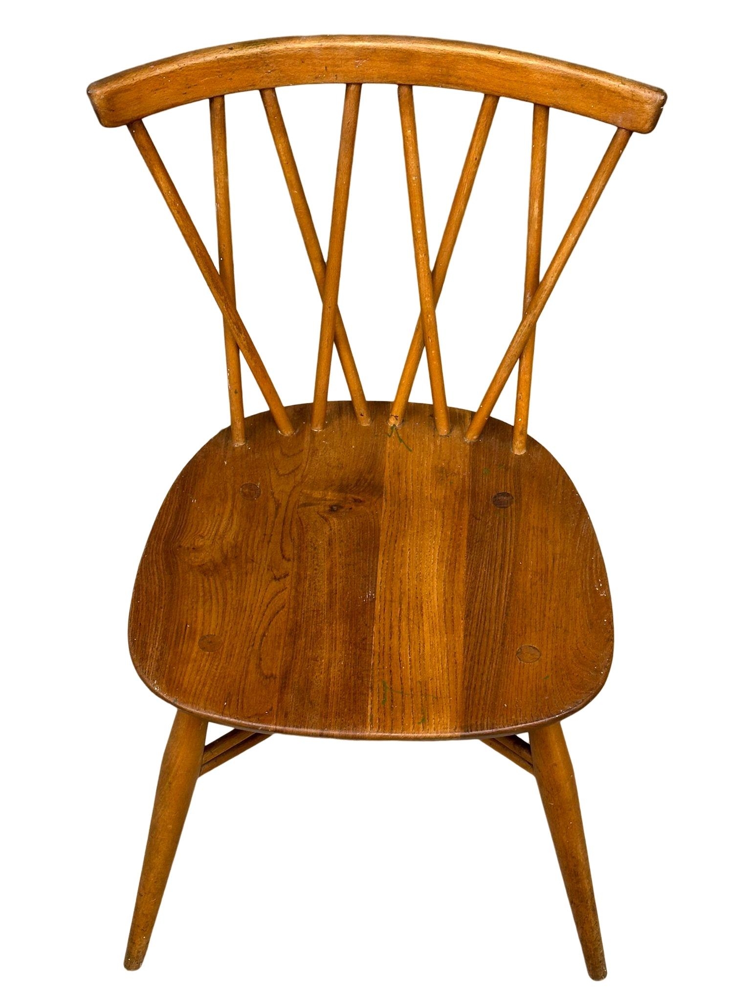 A pair of Mid Century Blonde Elm & Beech ‘Model 376’ dining chairs by Ercol. 1960’s. 1 - Image 3 of 4