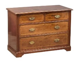 A late Victorian inlaid walnut chest of drawers. Circa 1900. 107x53x77cm