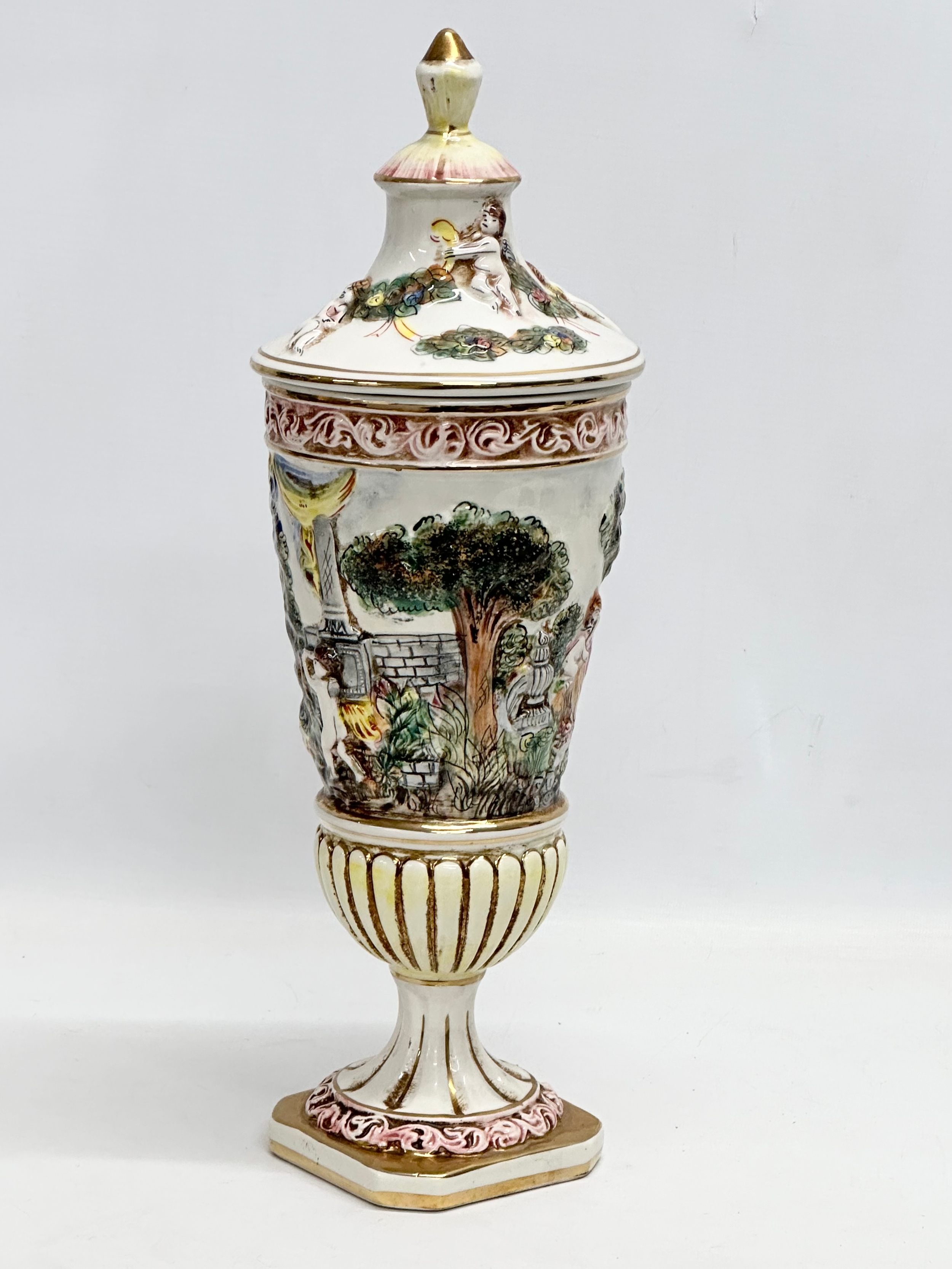 A large R. Capodimonte urn with old. 42cm. With a Chinese vase on stand. - Image 7 of 10