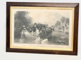 A large 19th century ‘The Happy Days of Charles the First’ rosewood and gilt framed print. From