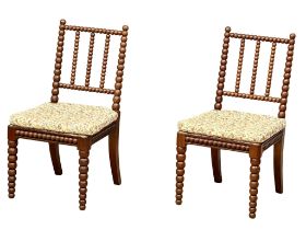 A pair of late 19th century Victorian Walnut ‘Bobbin Turn’ chairs. 46x56x92cm 1