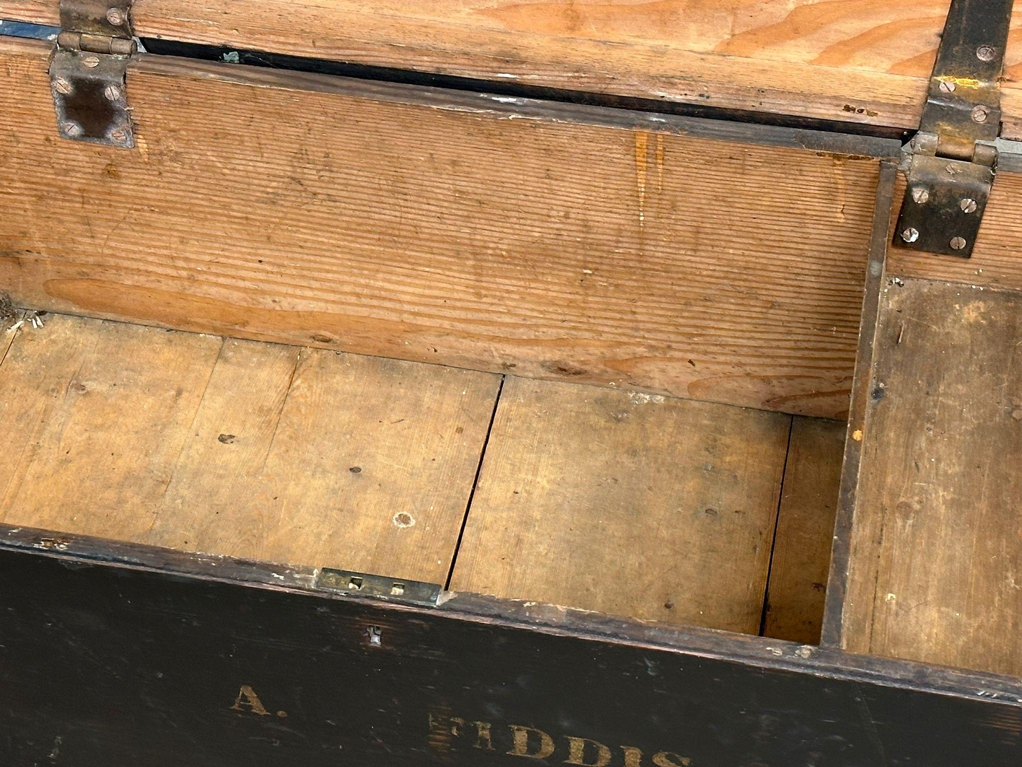 A 19th century Enniskillen Fusiliers campaign trunk. A. fiddis. 81x43x33cm - Image 6 of 7