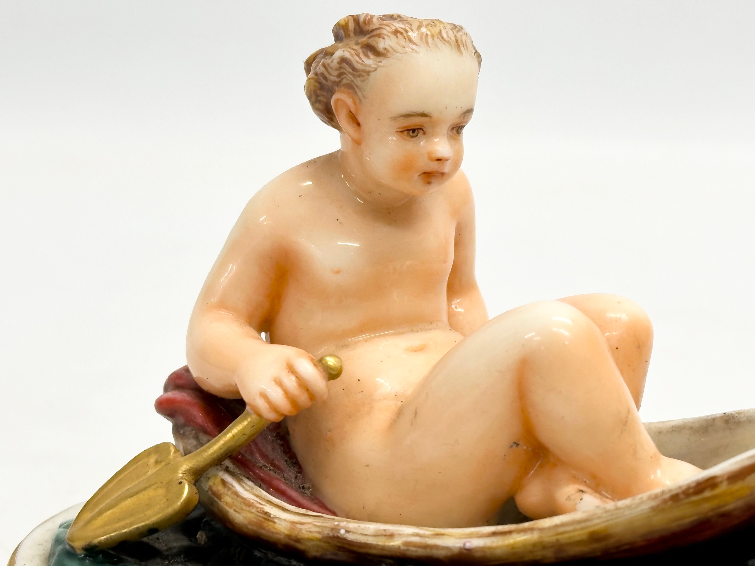 A rare 19th century Royal Worcester Nude Lady Rowing boat figurine. 12.5x10x8.5cm - Image 6 of 7