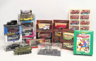 A collection of models. Including MatchBox Models of Yesteryear, Minichamps, Corgi Marvel