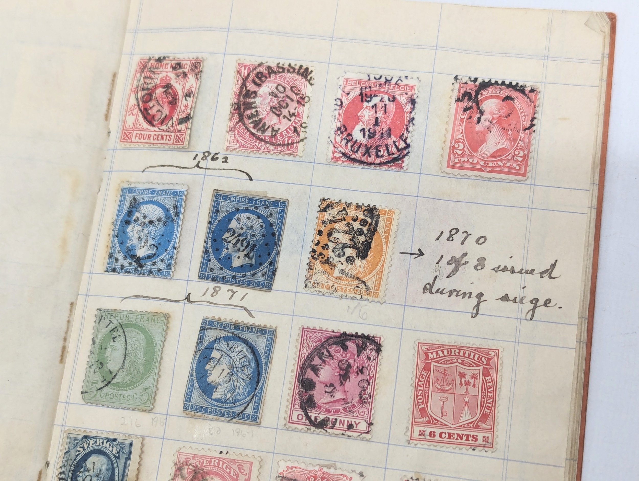 A collection of vintage stamps of various countries. Including 1/8 insured 1870 Siege of Paris, - Image 3 of 4