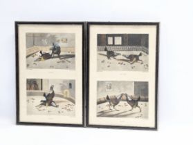 A pair of 19th century hand coloured engravings by C. R. Stock, cockfighting scenes.