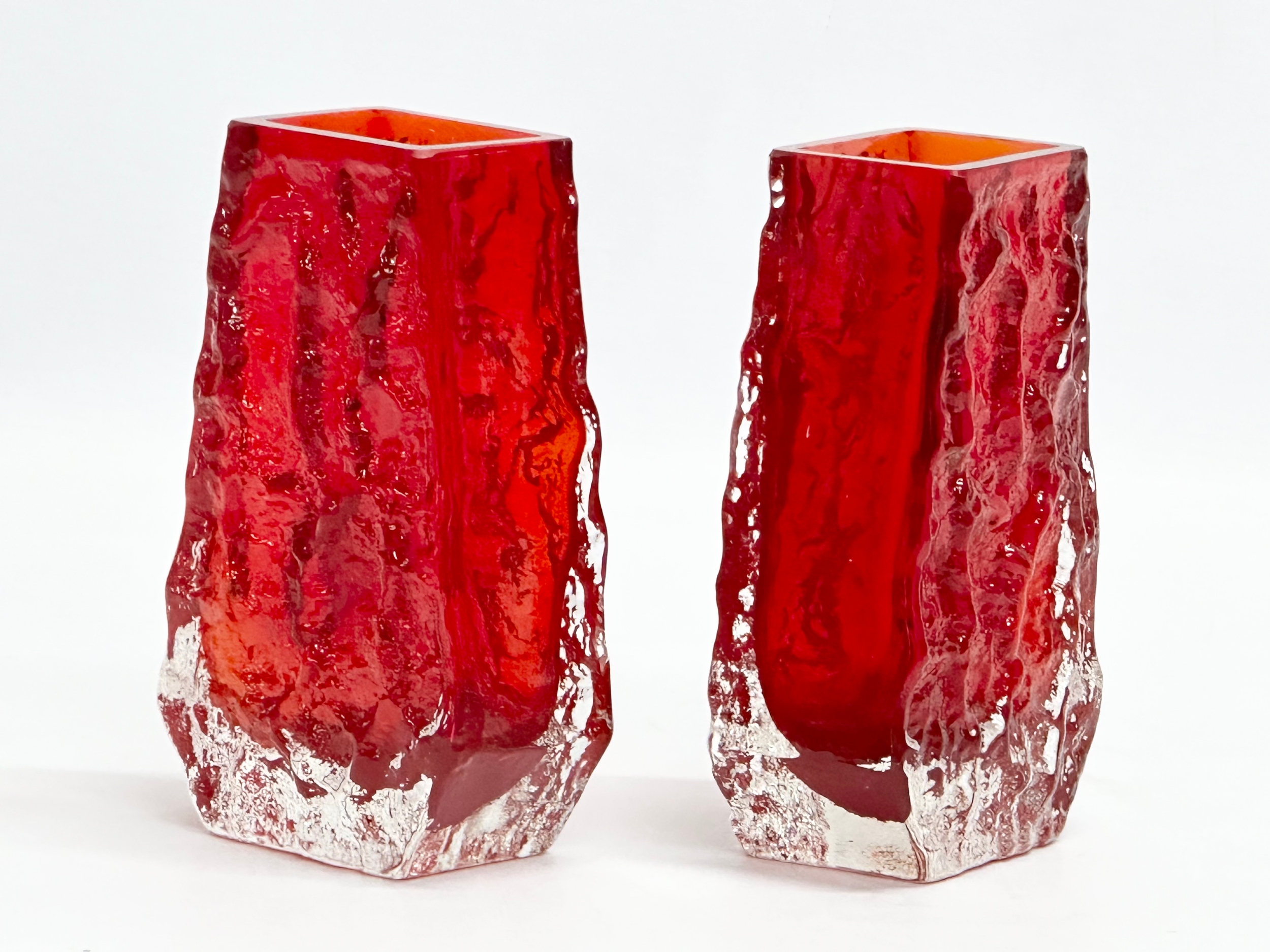 A pair of Textured Bark ‘Coffin’ vases designed by Geoffrey Baxter for Whitefriars. 8x5x13cm - Image 4 of 5
