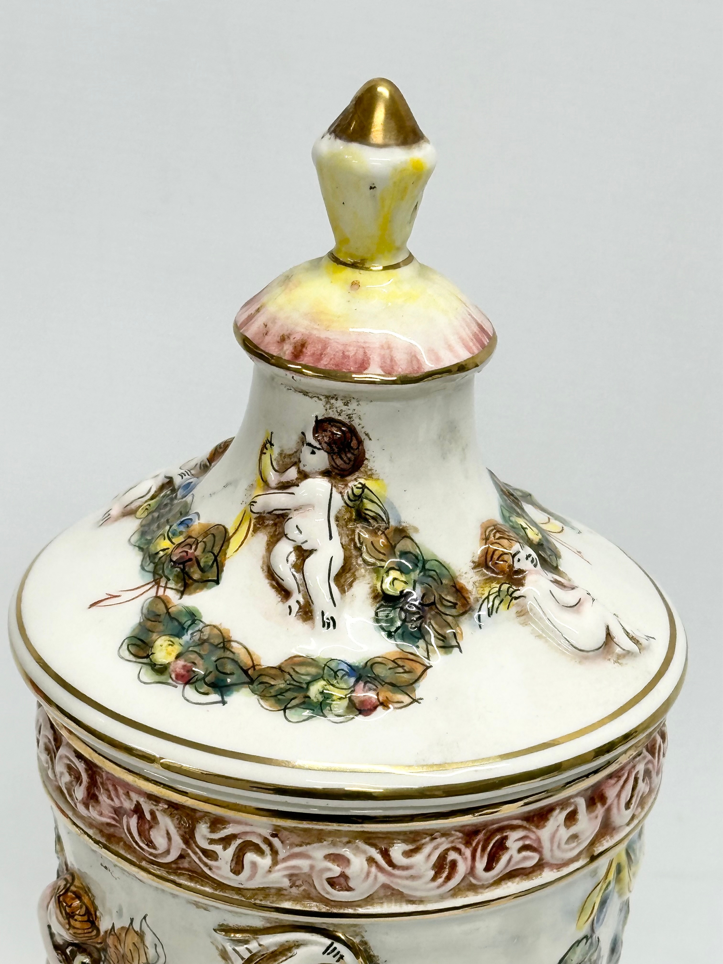 A large R. Capodimonte urn with old. 42cm. With a Chinese vase on stand. - Image 4 of 10