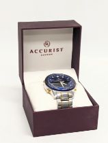 Accurist Two Tone Chronograph Dual Display Mens Watch in Accurist case.