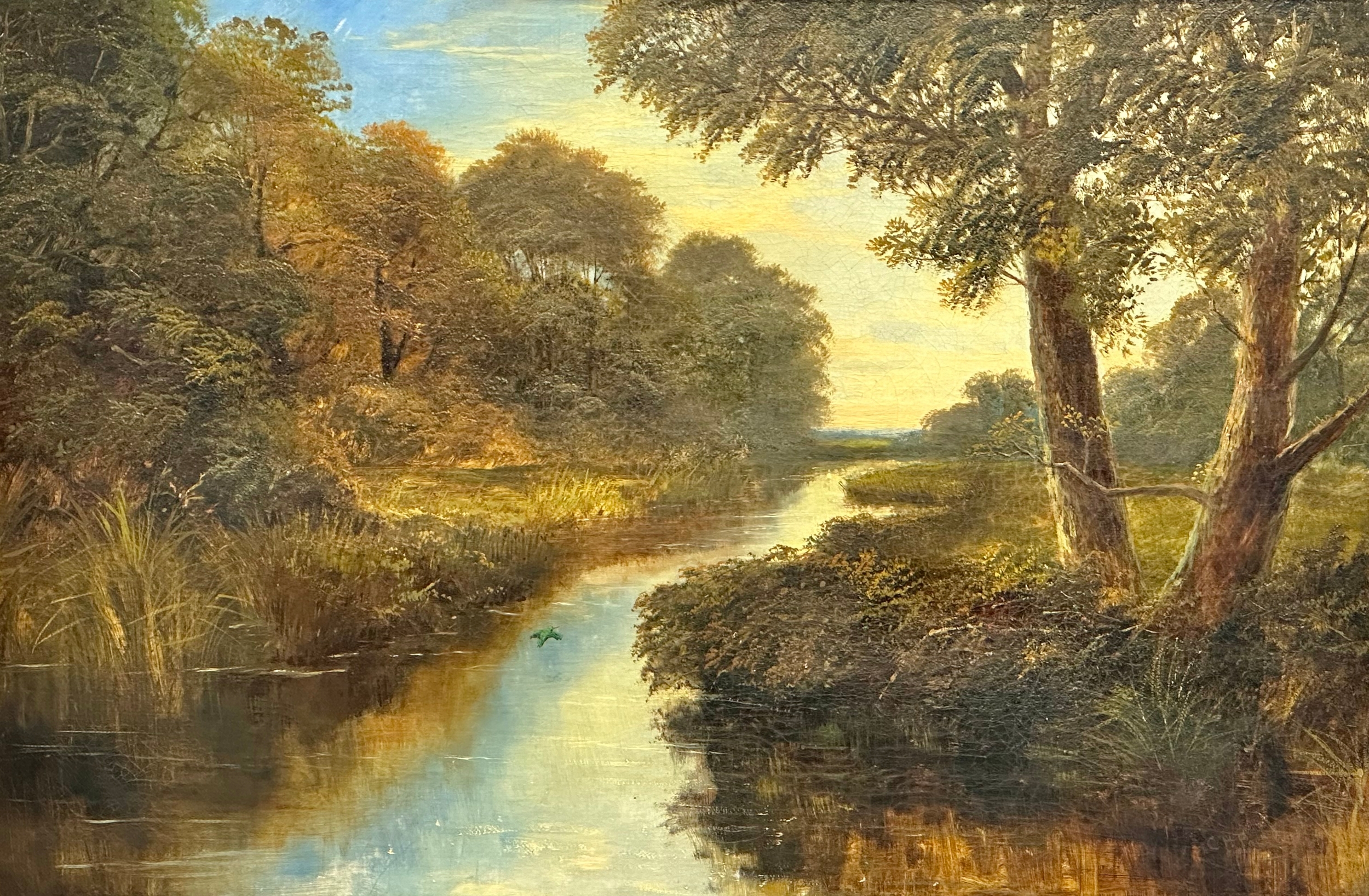 A large oil painting on canvas by Charles Henry Passey (1818-1895) River Through the Forest. - Image 7 of 10