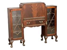 A large, early 20th Century Chippendale Revival bureau display cabinet. Circa 1910-1930.