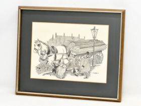 A large original Rowel Friers pencil drawing. Lytle & Pollock. 46x33cm. Frame 64x53cm