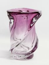 A Val Saint Lambert ‘Swirl’ Glass vase. Signed. 13x18cm