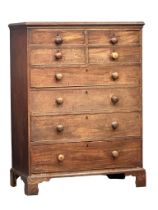 A very large late George III oak lined mahogany chest of drawers on bracket feet, circa 1800-20.