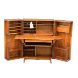 A Mummenthaler and Meier Mid Century teak ‘Magic Box’ folding desk. Open 168x73x114cm. Closed