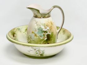 A Clementson Bros ‘Beatrice’ wash jug and bowl. 43x13cm