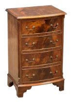 A Georgian style mahogany bow front chest of drawers, 49cm x 36.5cm x 77cm