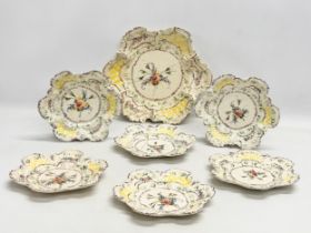 7 early 20th century Italian hand painted Majolica plates. Impressed Made in Italy. With makers