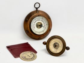 3 barometers. A late 19th/early 20th century German barometer 10.5x13cm. A Nauticalia Weather
