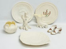 A collection of vintage Brown Stamp Belleek pottery.