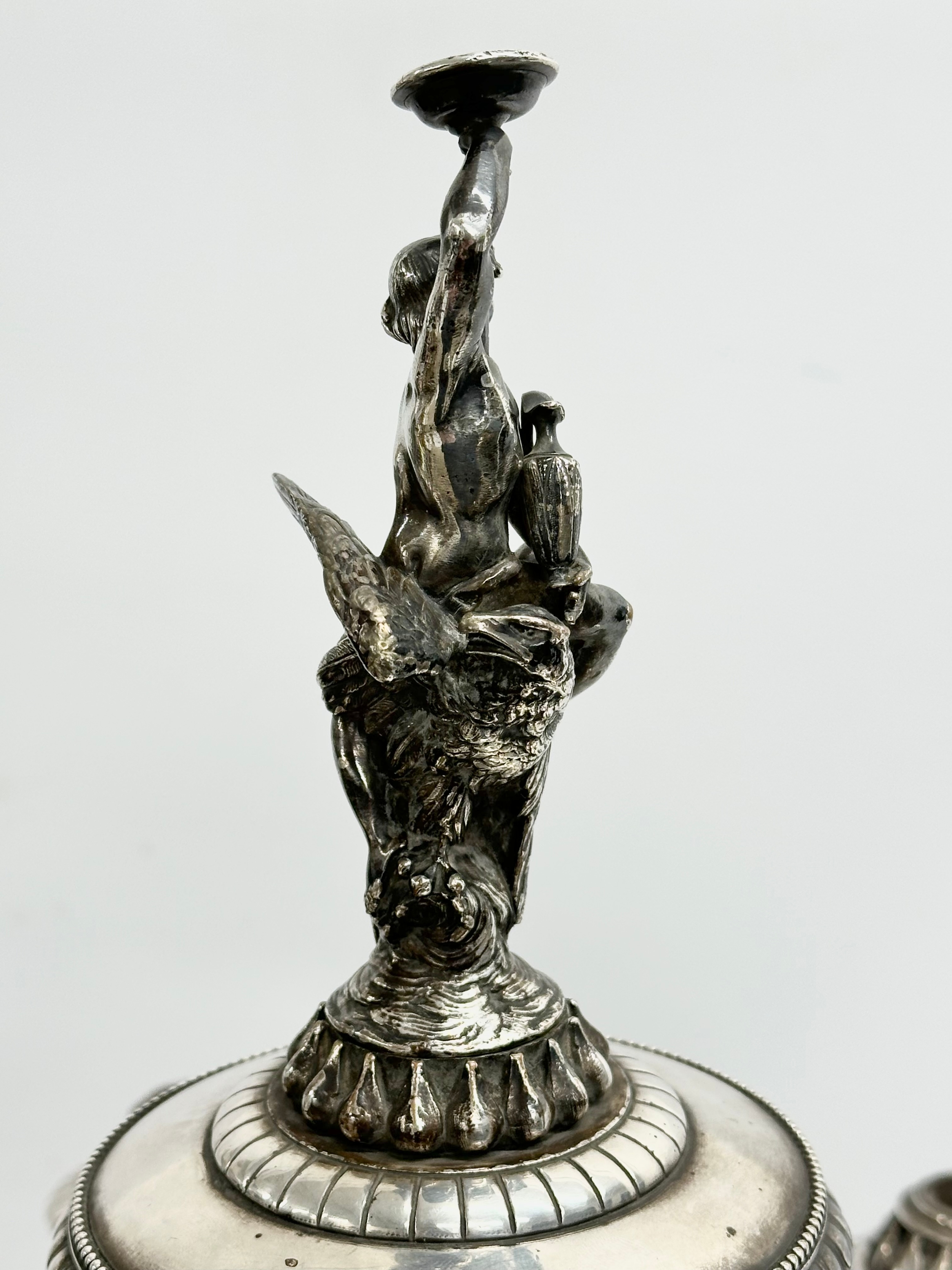A large exceptional quality mid 19th century silver plated Neo Classical style candelabra, mounted - Image 16 of 18