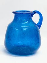 A large controlled bubble Art Glass jug. Possibly Blenko Glass Company. 20x18x21cm