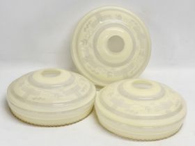 A set of 3 Mid Century glass light shades. 22x9cm