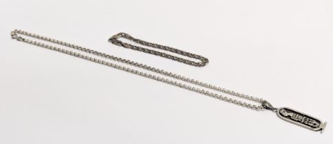 A silver bracelet chain and necklace chain. 18g