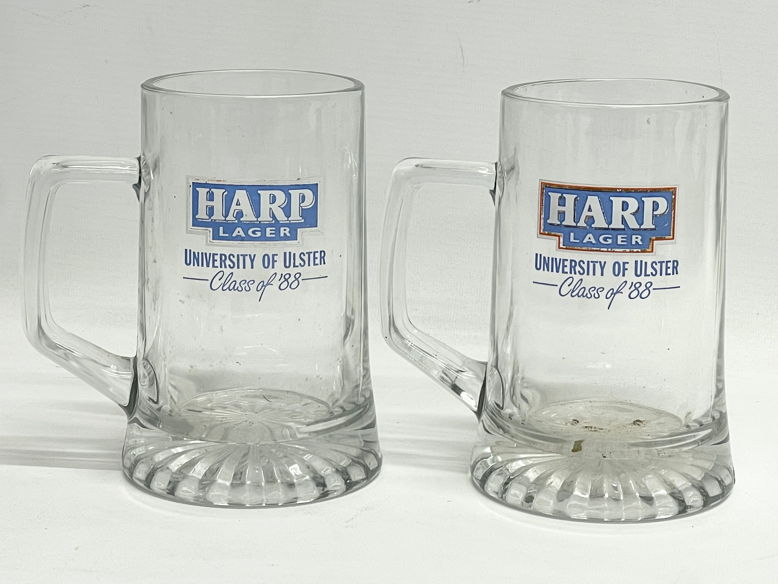 2 ‘Class of 88’ Harp Lager glasses. 13x15cm