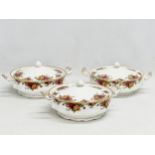 3 Royal Albert ‘Old Country Roses’ tureens. 29x22x12cm