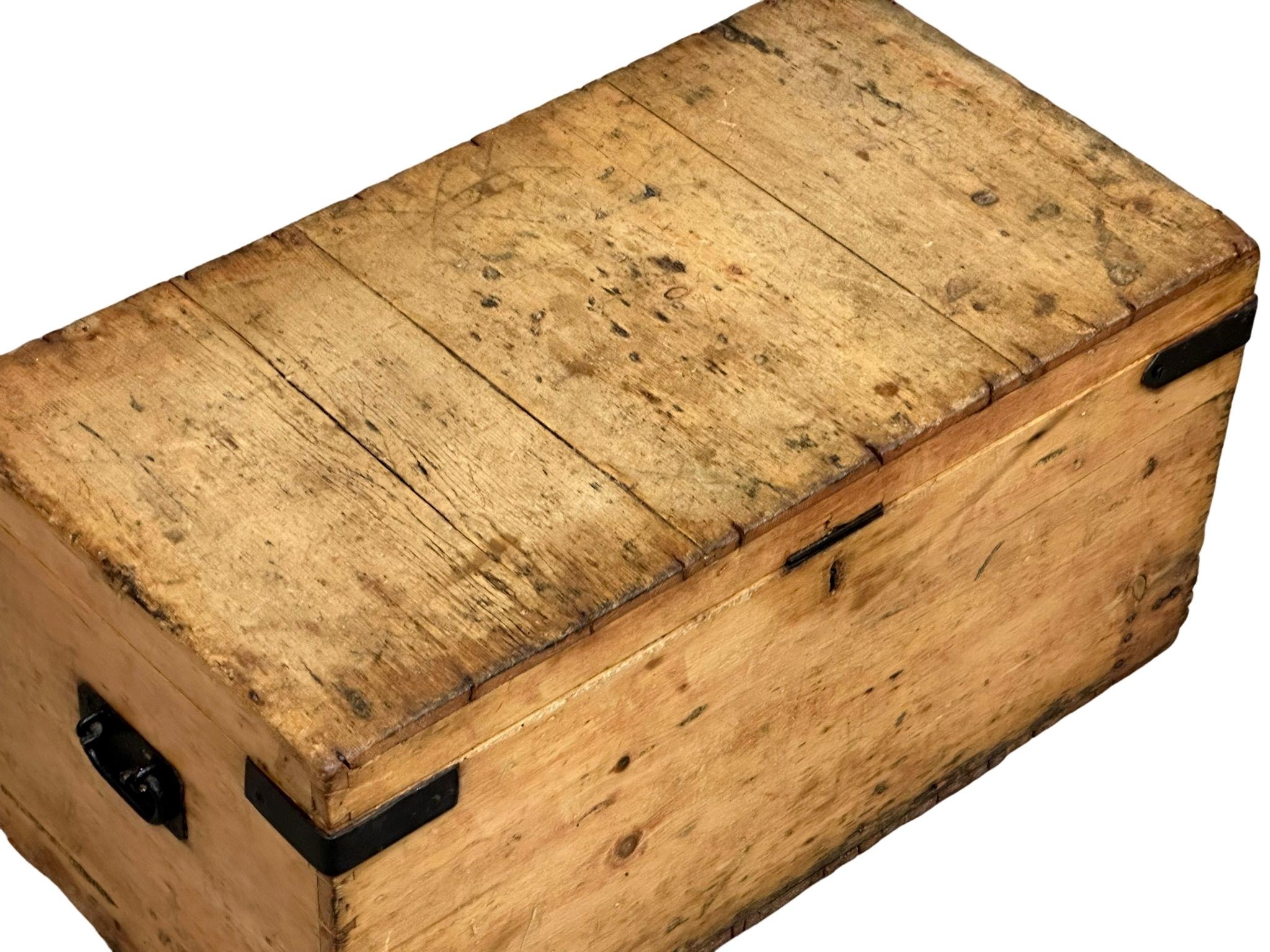 A late 19th century Victorian pine trunk. 76x41x37cm - Image 2 of 3