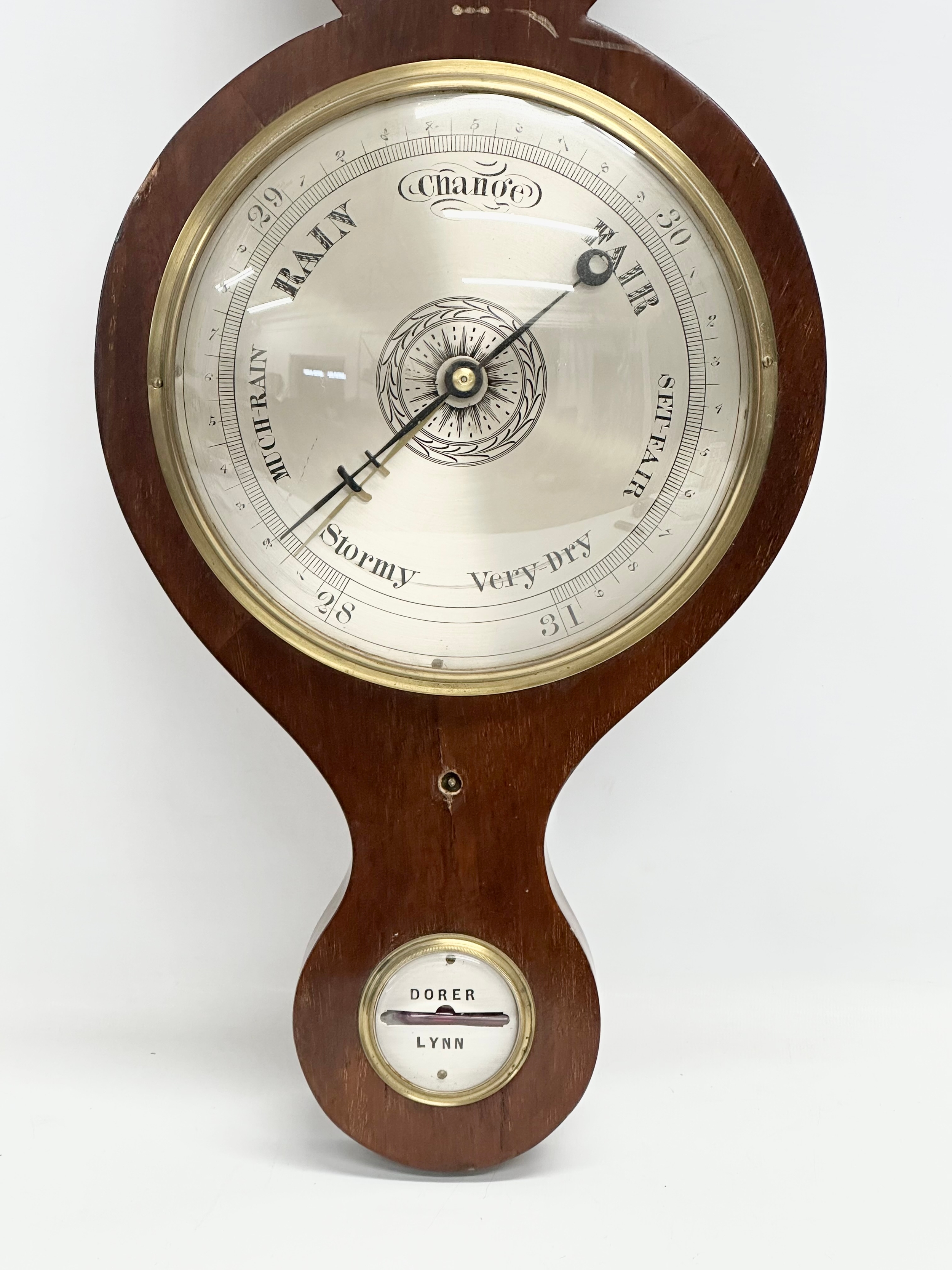 An early 20th century George III style mahogany barometer with later alterations and convex mirror - Image 2 of 4