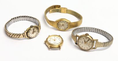 A quantity of vintage ladies watches, including a rolled gold Jaquet-Droz, Timex and Technos