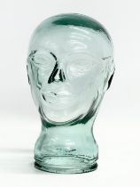 A Mid/Late 20th Century glass mannequin head/Anthropomorphic jar. 20cm
