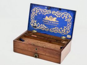 A Mid 19th Century Victorian Winsor & Newton mahogany artists box. 21x12.5x6.5cm