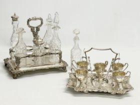 2 Victorian silver plated crust sets. A Victorian breakfast egg cup stand 24x18x15cm. A Victorian