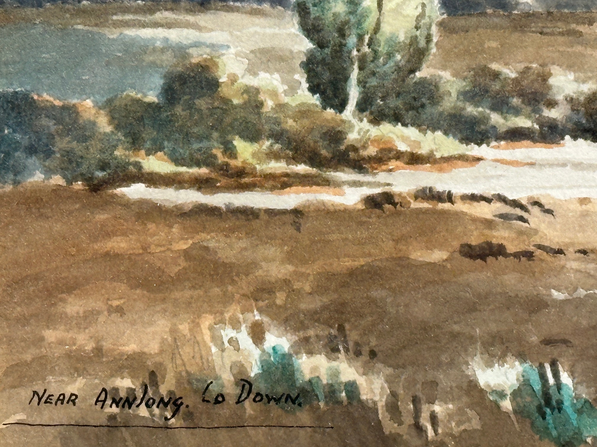 A watercolour by George Farrell. Near Annalong, County Down. 37x24cm. Frame 55.5x42.5cm - Image 5 of 5