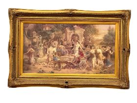 A large good quality gilt framed oleograph. Carvers & Gilders. 102x66.5cm