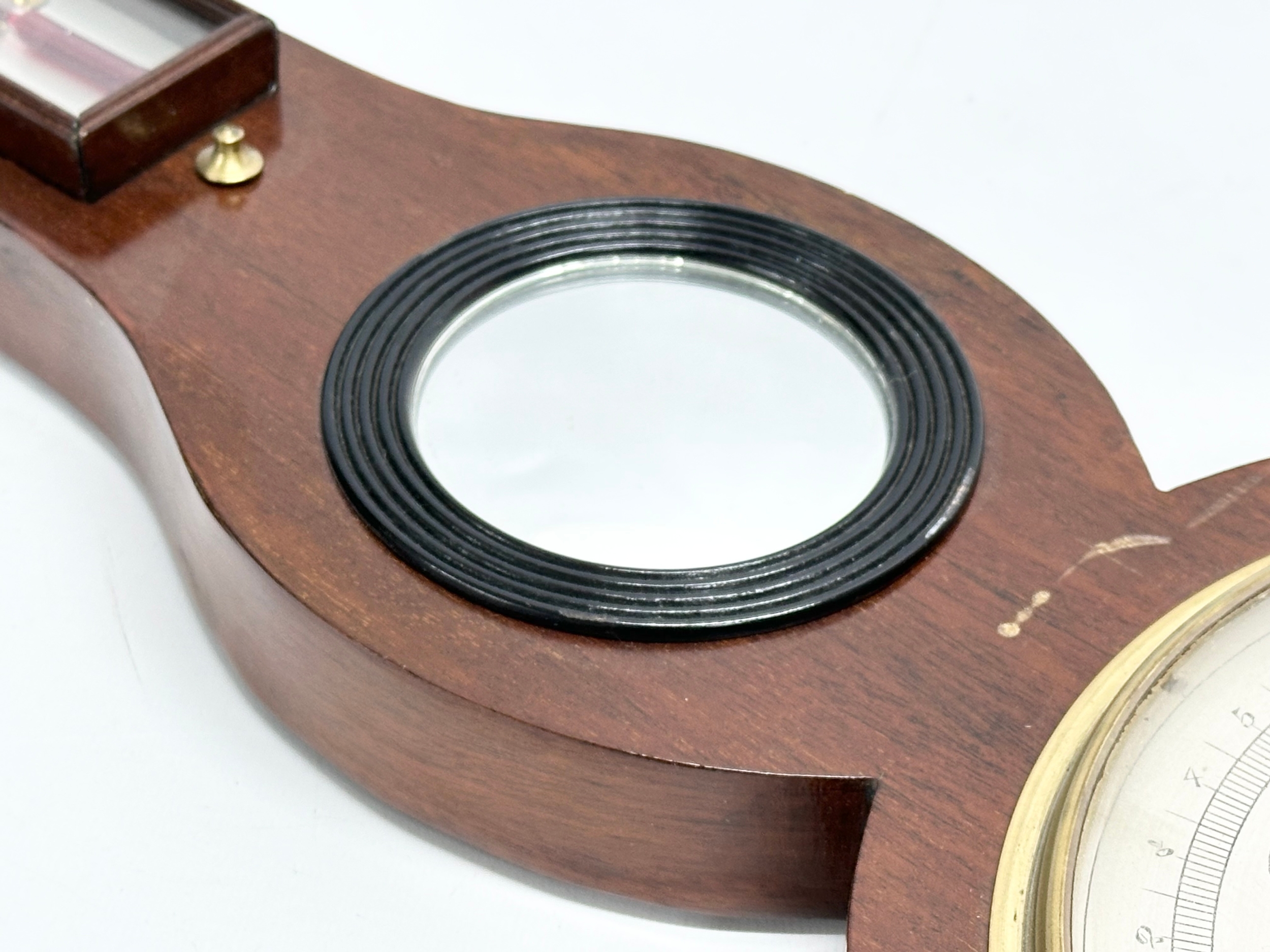 An early 20th century George III style mahogany barometer with later alterations and convex mirror - Image 3 of 4