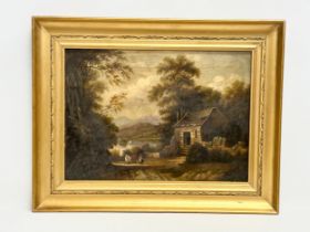 A Late 19th Century oil painting on board in original gilt frame. Later back. 44x31.5cm. Frame 58.