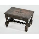 A Late 19th Century Victorian carved oak stool. Circa 1880-1890. 29x20x19cm