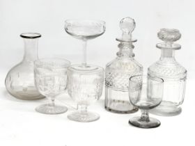 A collection of 19th and Early 20th Century glassware. A pair of Victorian glass goblets 8x11cm. A