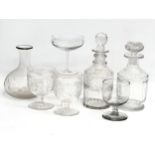 A collection of 19th and Early 20th Century glassware. A pair of Victorian glass goblets 8x11cm. A